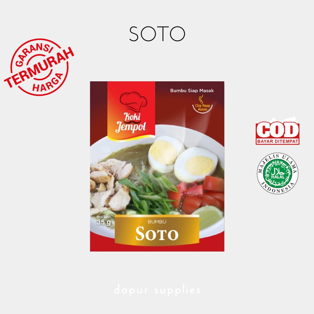 Soto Bumbu Masak 35gr / Bumbu Instan Soto / Bumbu Siap Masak Koki Jempol