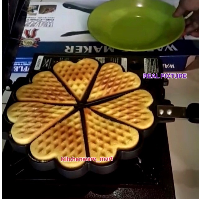 Cetakan Waffle hati bahan teflon - waffle maker NUPON -Cetakan waffle Croffle