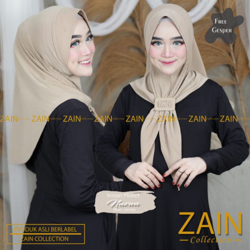Jilbab Instan Plisket Nazwa Free Belt Ori Zain Collection-Coksu