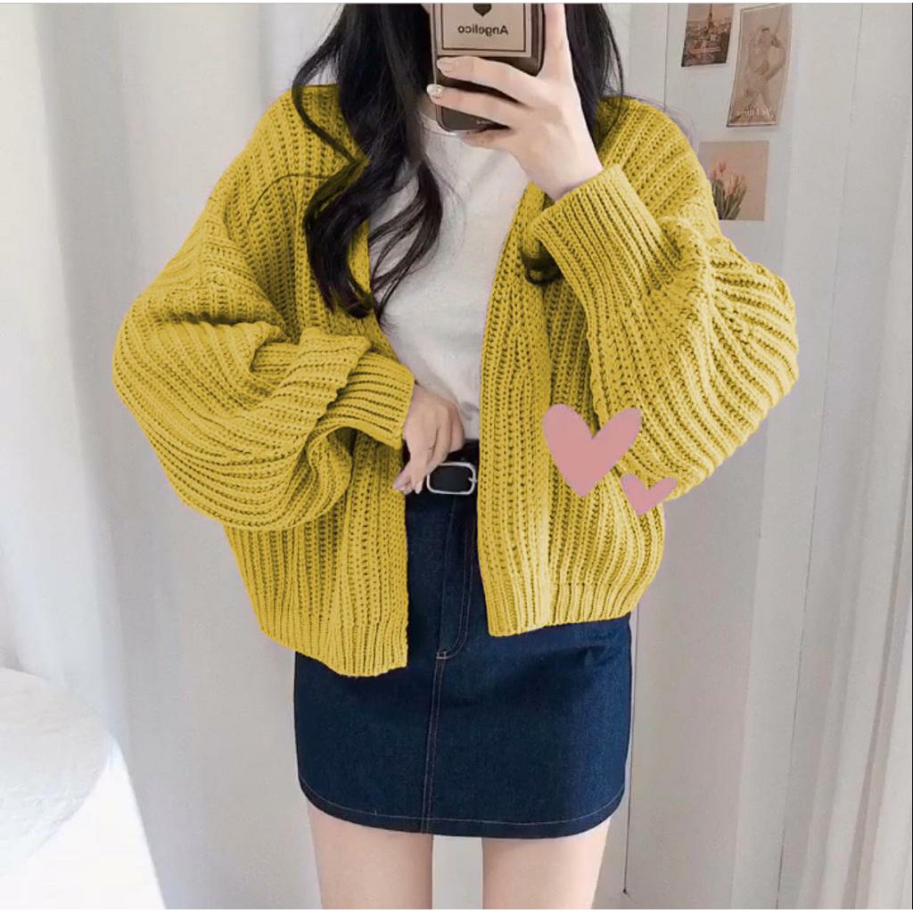 Cardi Hazel Rajut Lengan Panjang/ cardi croptop/