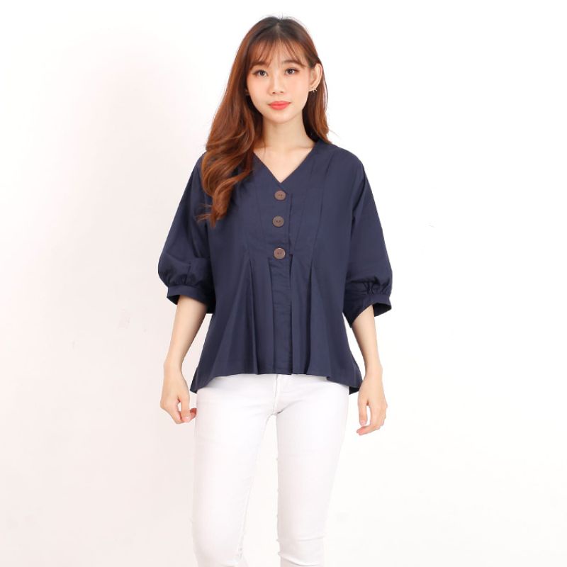 Blouse casual BA2184 polos lengan 3/4 / Baju atasan wanita