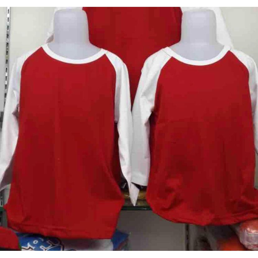 RAGLAN ANAK POLOS LENGAN 3/4 BADAN MERAH LENGAN PUTIH MLXLXXL UNISEX