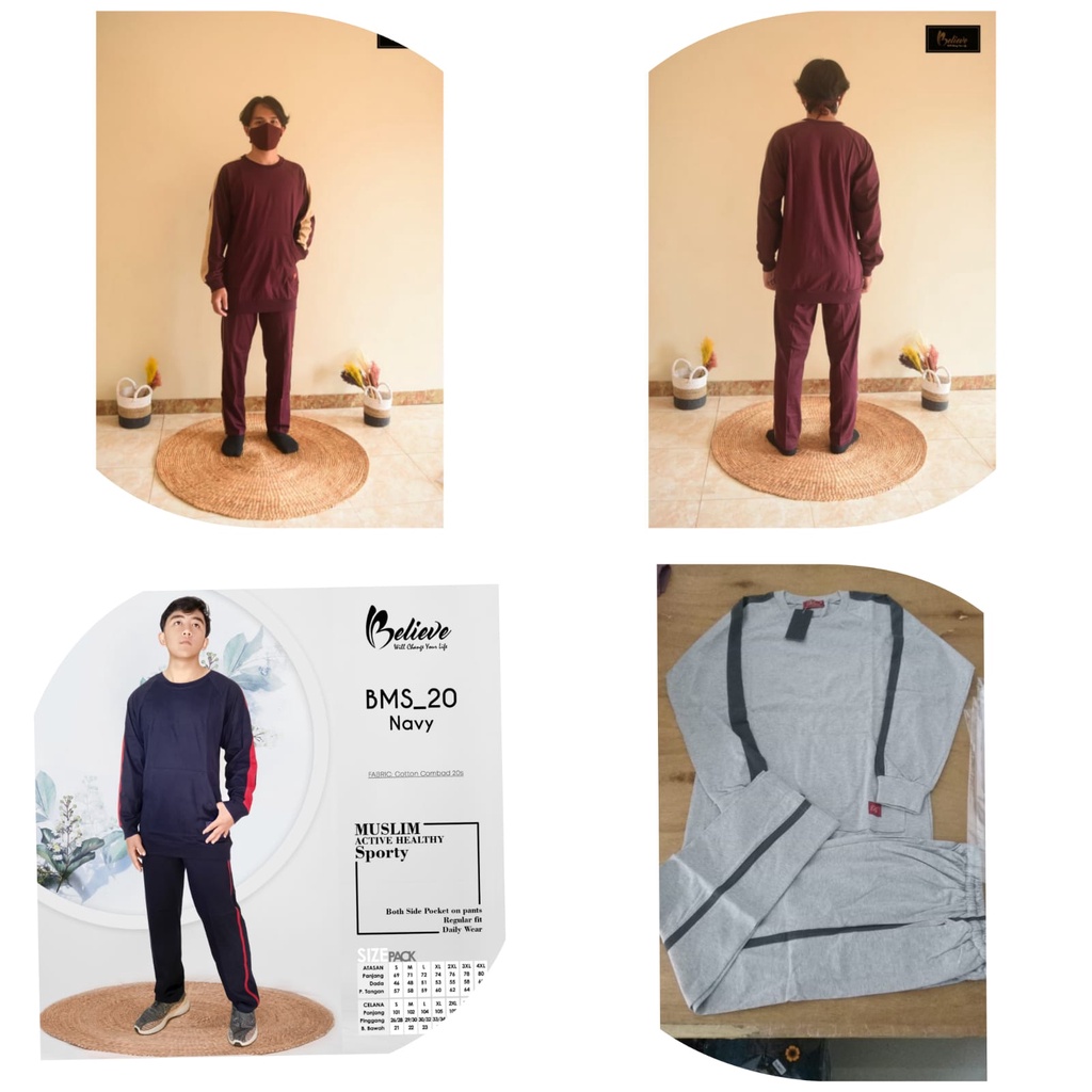 BMS 20 Pria / Believe Muslim Sport / Setelan jogging / Setelan Gowes / Setelan Olahraga Pria Muslim