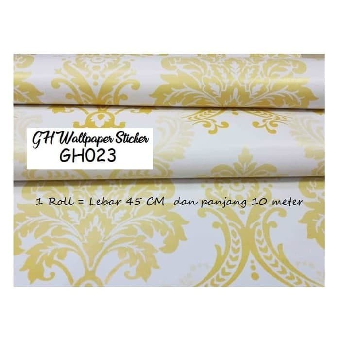 Ratudinding GH023 Wallpaper WHITE N GOLD DECORE 10m X 45cm Walpaper Stiker Dinding