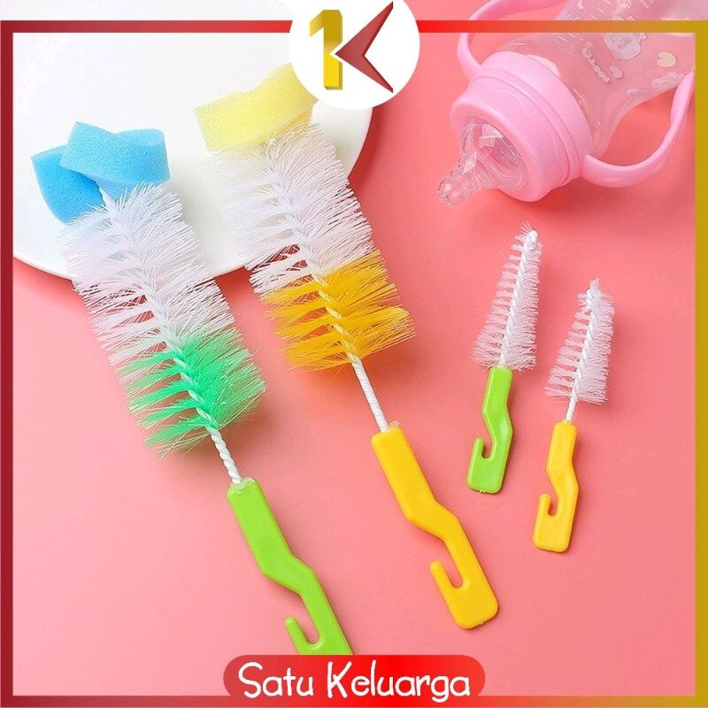 0SK-C42 Sikat Botol Susu Bayi + Free Sikat Dot / Pembersih Botol Susu 2in1 Baby Bottle &amp;