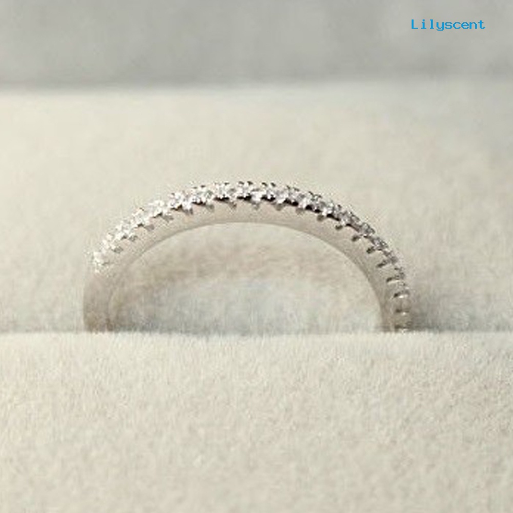 Ls Perhiasan Cincin Nikah / Tunangan Sterling Silver 925 Hias Berlian Imitasi Untuk Wanita
