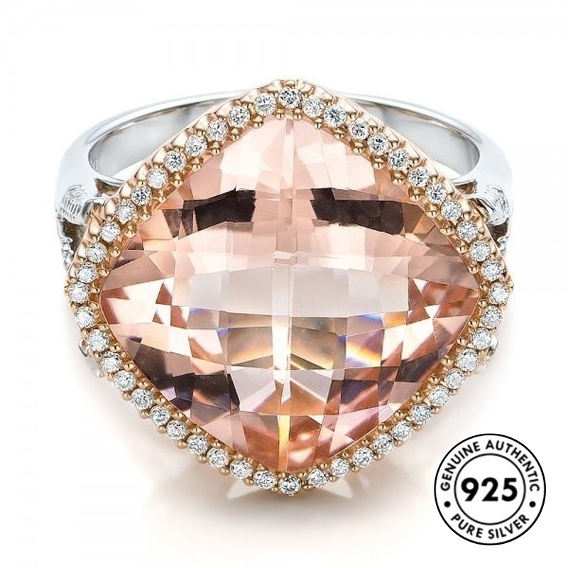 Cincin Kristal Bahan S925 Silver Warna Rose Gold