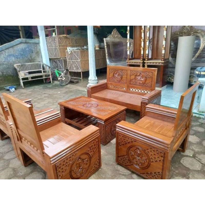 Furniture kursi tamu model tumpok / kursi tamu minimalis / kursi tamu kayu jati / model kursi tamu t