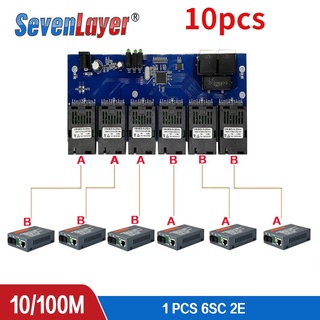 10pcs Adapter Converter Ethernet Fiber Optik 2 Rj45 6 / 100m 20km 10 / 100m Untuk Pcba