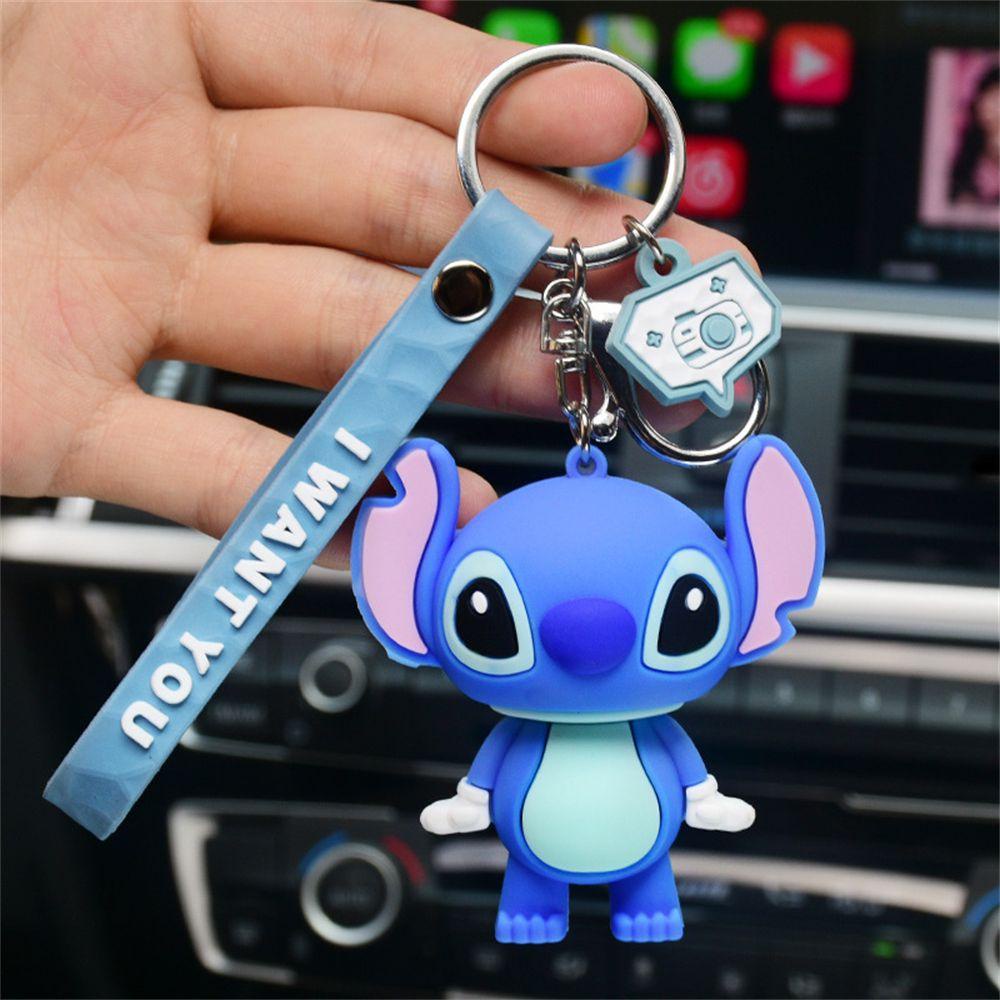 Lily Anime Gantungan Kunci Mainan Anak Model Hadiah Gantungan Kunci Mobil Liontin Aksesoris PVC Stitch Gambar Keyring