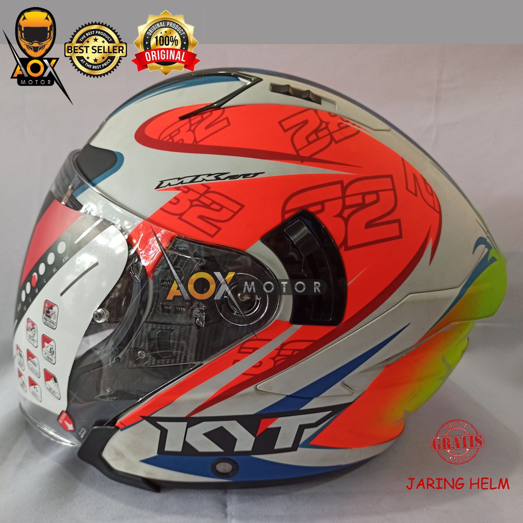 Helm KYT NFJ (ongkir 3kg) Issac Vinales Halfface, GRATIS Jaring Helm