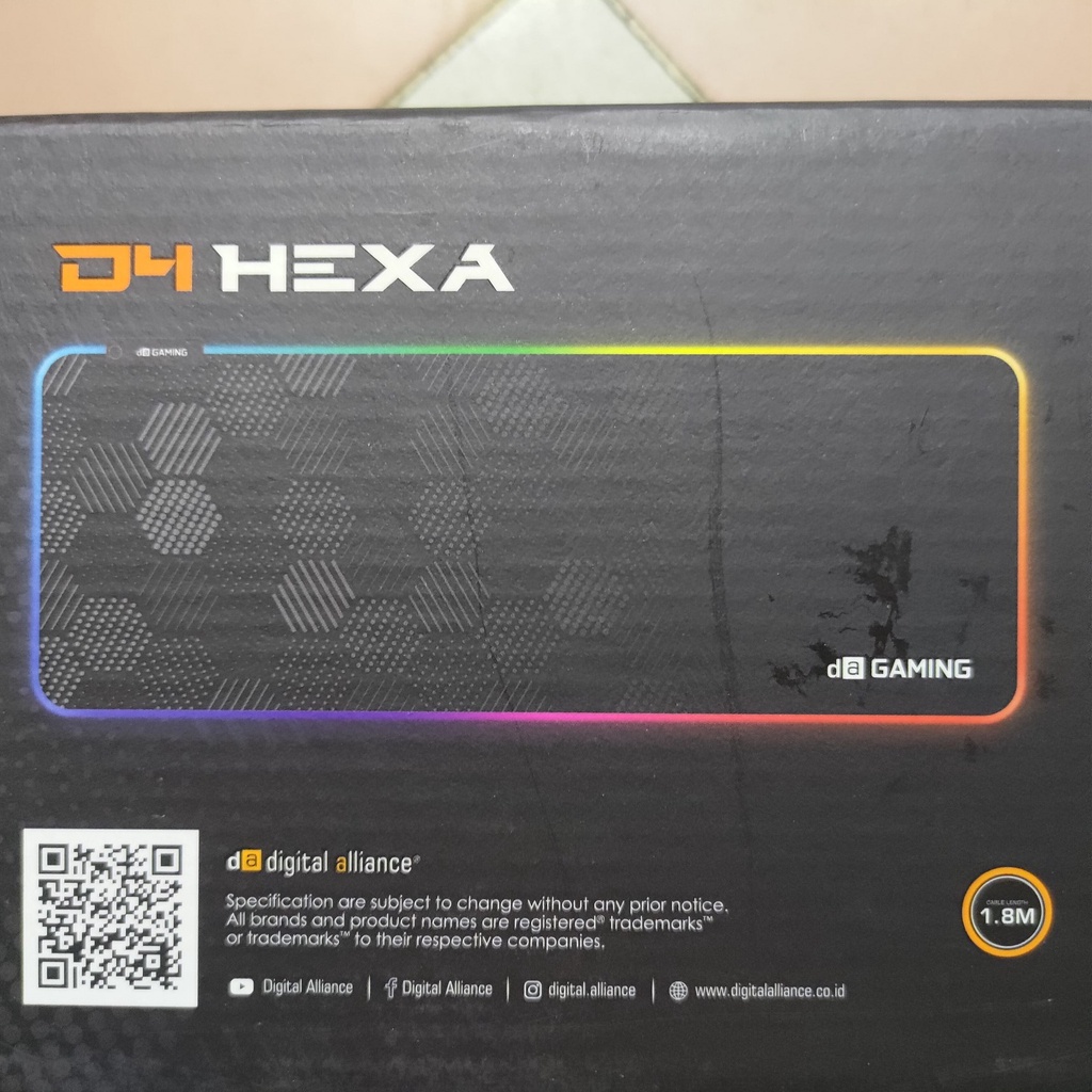 Mousepad Digital Alliance D4 Hexa RGB Gaming DA Mouse Pad Tatakan