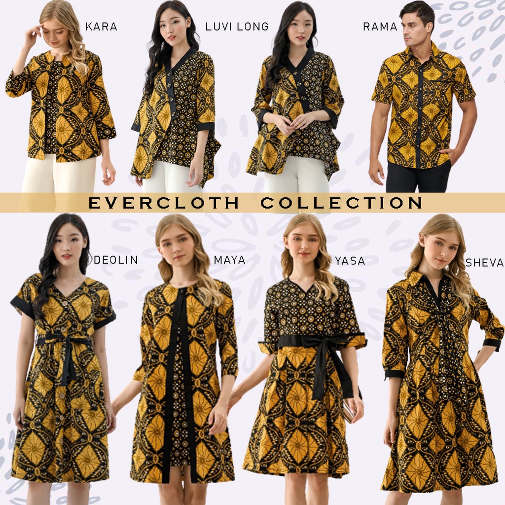 Evercloth Deolin Dress Batik Wanita Dress Wanita Jumbo Batik Couple Seragam Family