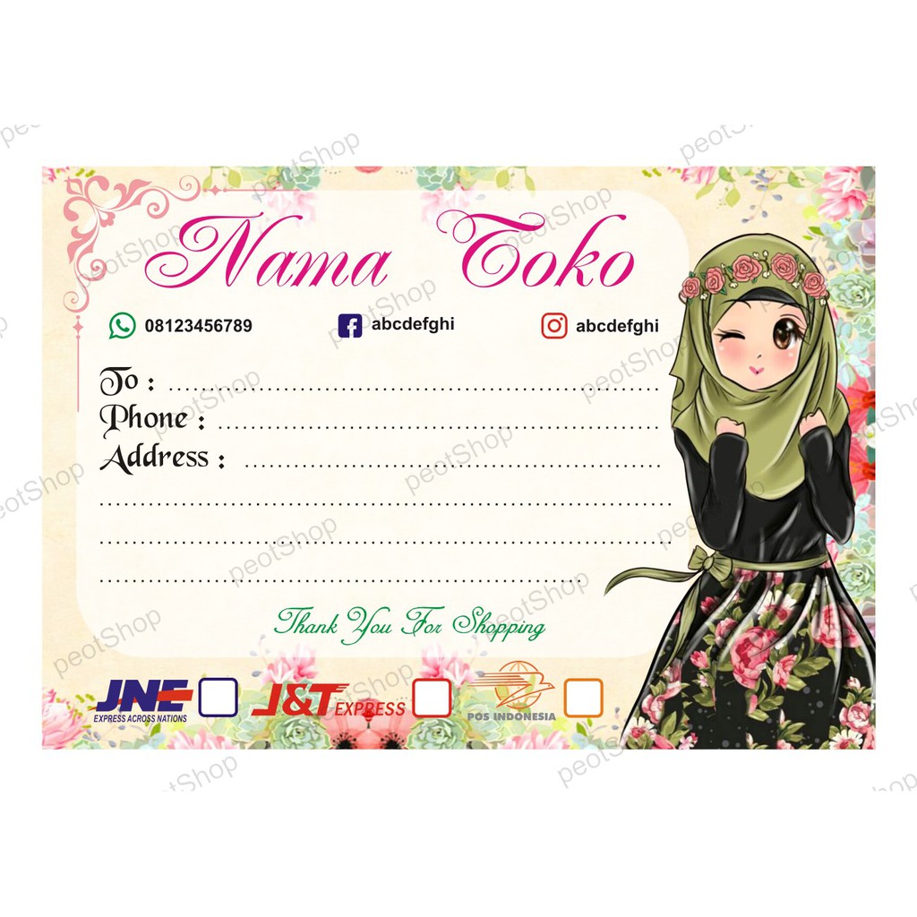 Label Pengiriman Sticker Online Shop 1pack Hijab 03 Shopee Indonesia