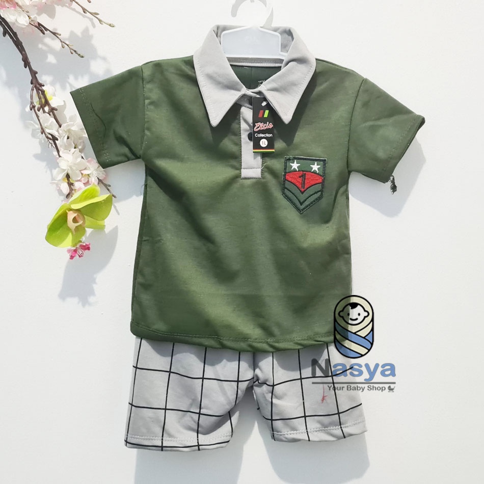 [RS-019] Baju Bayi | Stelan bayi kerah | setelan bayi karakter 3-12 bulan | baju bayi laki laki