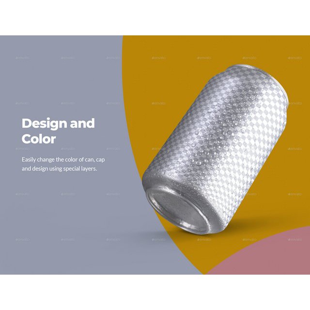 8 Mockup Aluminium Can 330 MI With Water Drops - Photoshop