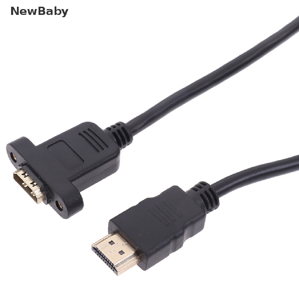 Newbaby 1Pc Kabel Extension HDMI Male Ke Female Lapis Emas Dengan Panel Sekrup