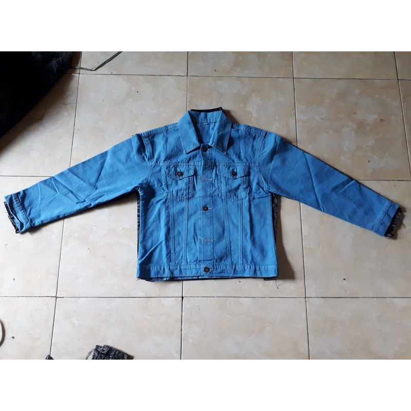 JAKET JEANS WANITA HODIE JAKET CEWEK JUMBO OVERSIZE JINS DENIM JAKET LEPIS KEKINIAN-Biondy esblu