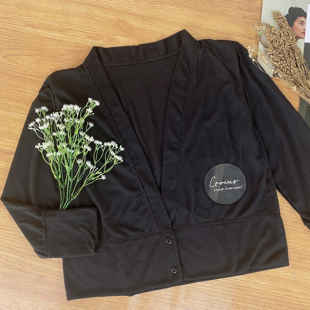 [ 𝐂𝐫𝐨𝐜𝐮𝐬 ] Weekly Outer Rib / Atasan Wanita-Weekly - BLACK