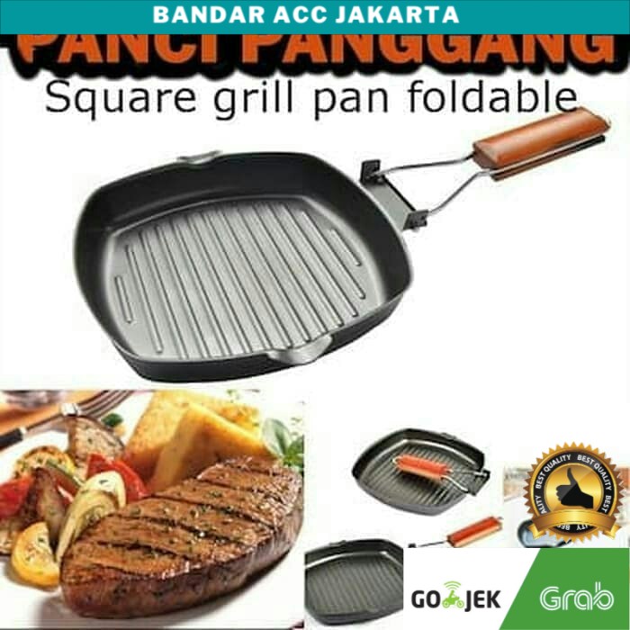 Square Grill Pan 20 Cm Teflon Wajan BBQ Bakaran Sate Serbaguna panggangan bbq panggangan sosis