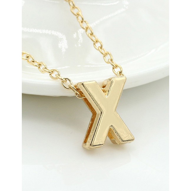 LRC Kalung Fashion Gold Color Letter S-Z Shape Decorated Necklace