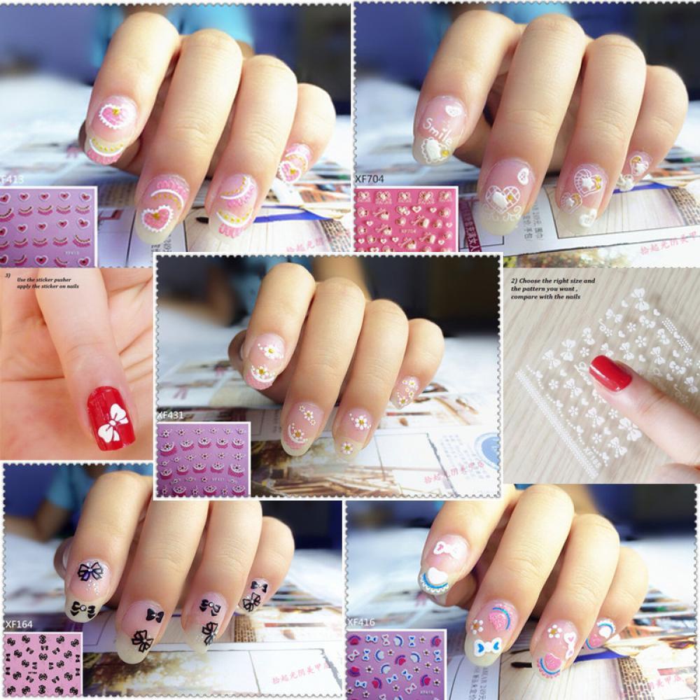 Preva 10Pcs Stiker Nail Art Warna Random Beauty Fashion. Transfer Desain 3D