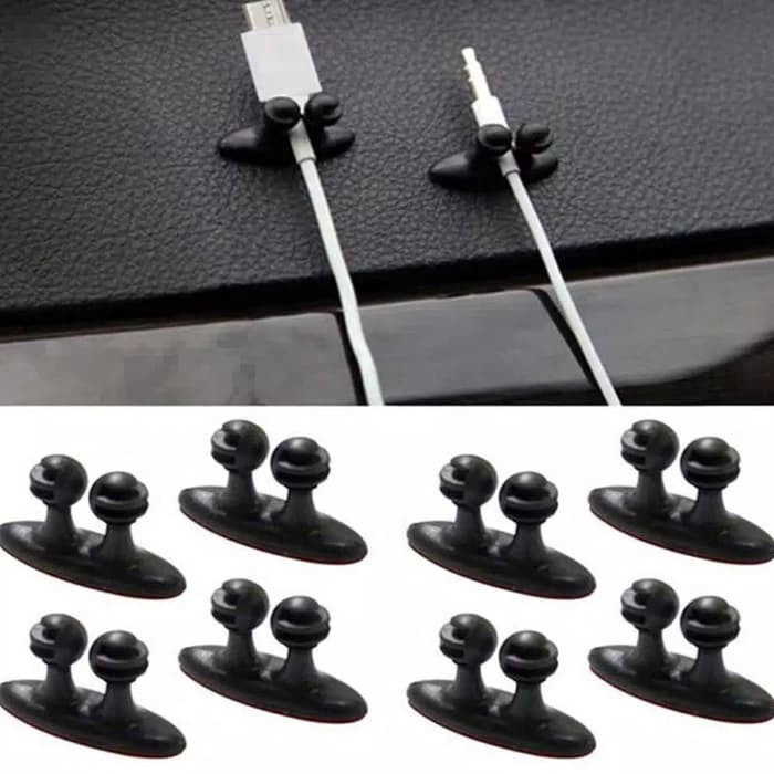 8pcs Klip Penjepit Kabel Charger / Headphone Untuk Interior Mobil