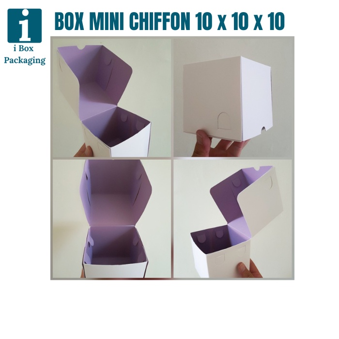 

[ 12 Pcs ] Box Mini Chiffon Kotak Kemasan Kue Ulang Tahun Dus Bento Cake Bolu Brownies Kecil Kardus Ukuran 10x10x10cm