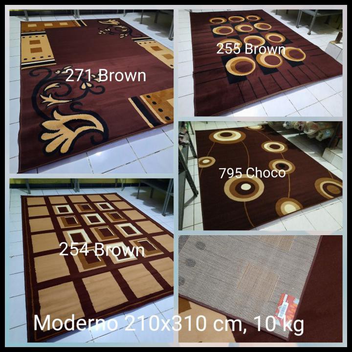 Karpet Permadani Besar Jumbo Moderno Momento Coklat Cream 210X310 Cm