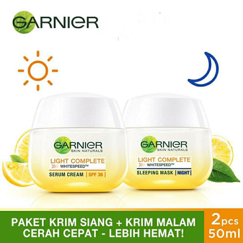 Garnier Light Complete - Krim Pagi dan Malam (Untuk Kulit Cerah Cepat)