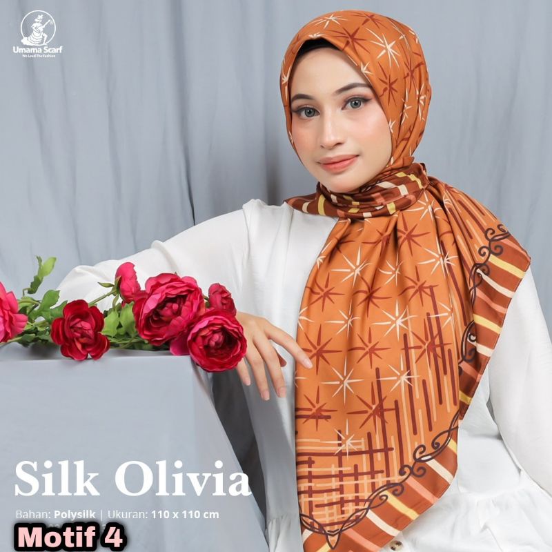 Jilbab Umama Silk Olivia Original PREMIUM Motif Modern Kerudung Segi Empat