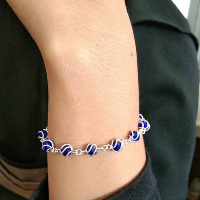 Gelang perak murni manik manik kristal