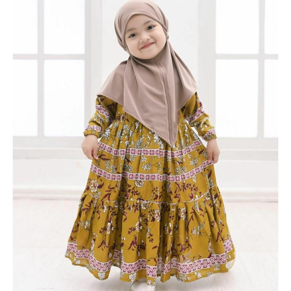 Baju Gamis Anak Terbaru Lebaran 2021 Kids Setelan Gamis Muslim Syari Anak Vanilla  Terlaris