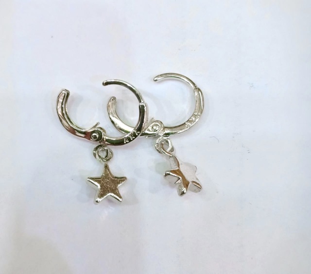 Anting lapis emas putih model bintang