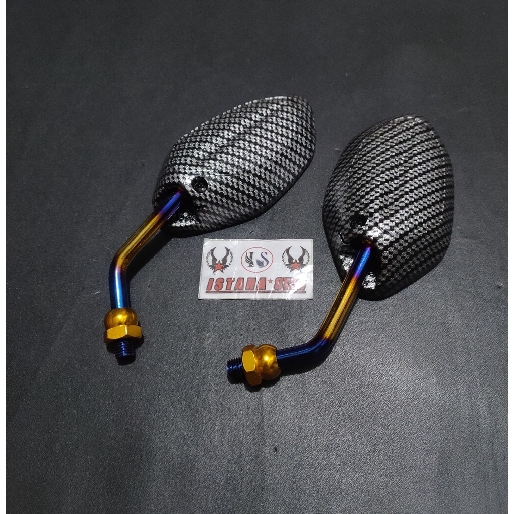 Spion Motor Model Beat Carbon Tangkai Pendek/Mini Two Tone Baet,Vario universal motor Honda