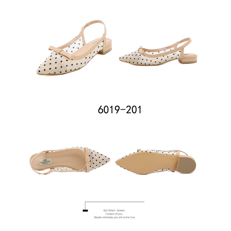 Mesh and Leather Slingback Ballerina Flats #6019-201