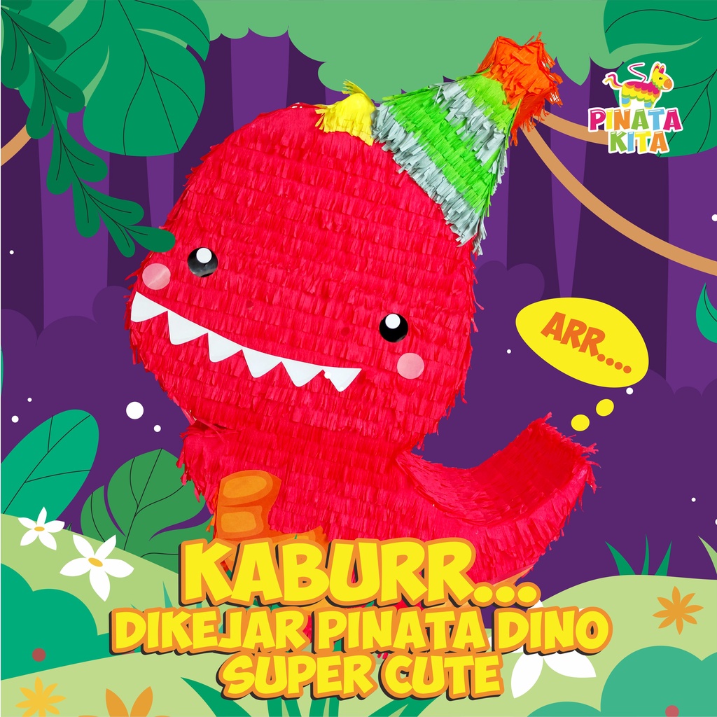 pinata dino / pinata dino merah / pinata dinosaurus  / pinata dinosaurus merah / pinata jungle / pin