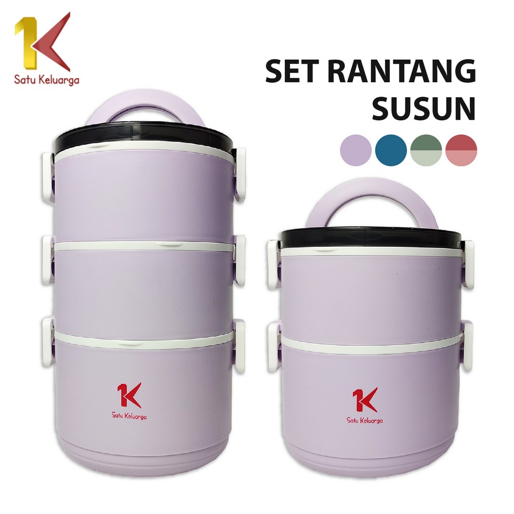 Satu Keluarga Lunch Box Set C482 Rantang Susun Tempat Makan Portable Anti Tumpah Kotak Bekal Set Tin