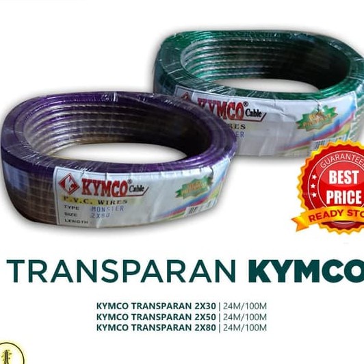 KABEL LISTRIK TRANSPARAN KABEL SERABUT 2 x 80 2x80 | 100yard | KYMCO