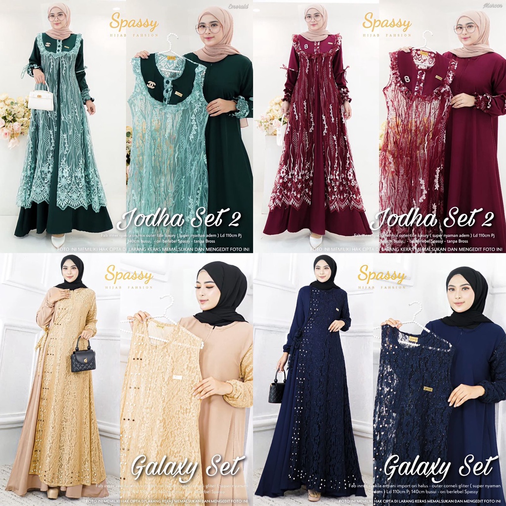 JODHA / GALAXY SET BY SPASSY - JODHA SET 2 BAJU MAXY SPASSY ORIGINAL BERLABEL - GAMIS BROKAT TILE PR