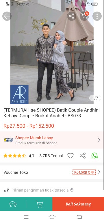 (termurah Se Shopee) Batik Couple Andhini Kebaya Couple Brukat Anabel - Bs073