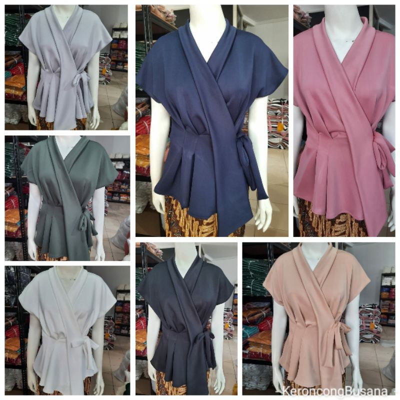 Blus atasan KIMONO bahan SCUBA tebal termurah KeroncongBusana