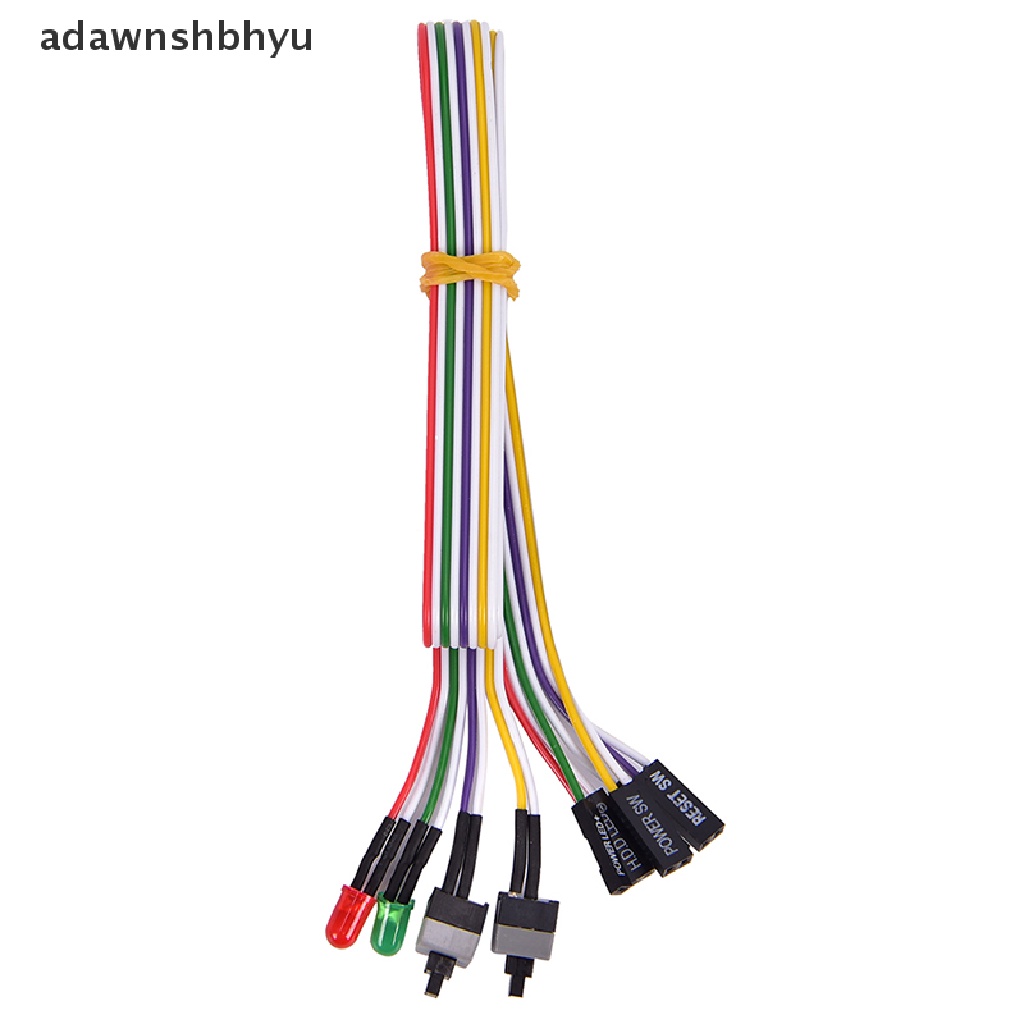 Adawnshbhyu ATX PC Compute Motherboard Kabel Listrik 2switch On/Off/Reset w/Lampu LED 68cm