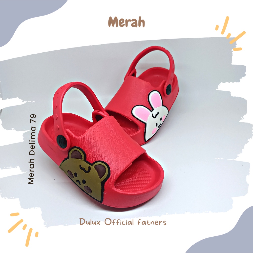 MD 79 - Sandal Baim Anak Tali Belakang Dulux 386 E Beruang / Sandal Baim Anak Model Baru