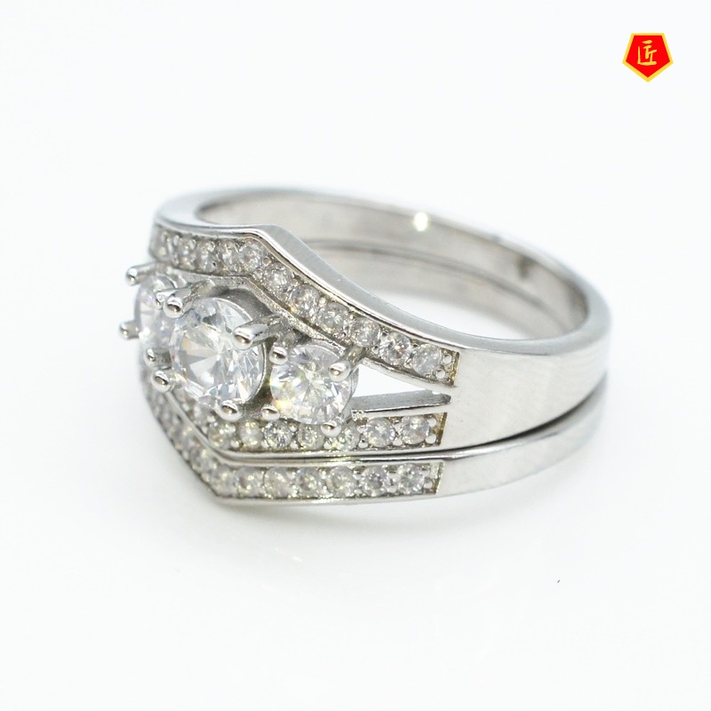 [Ready Stock]Luxury Elegant Diamond Double Layer Ring Set