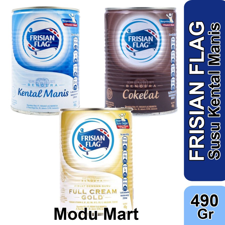 

FRISIAN FLAG Susu Kental Manis 490g - SKM Bendera Rasa Vanilla Cokelat Gold Full Cream Kaleng Besar