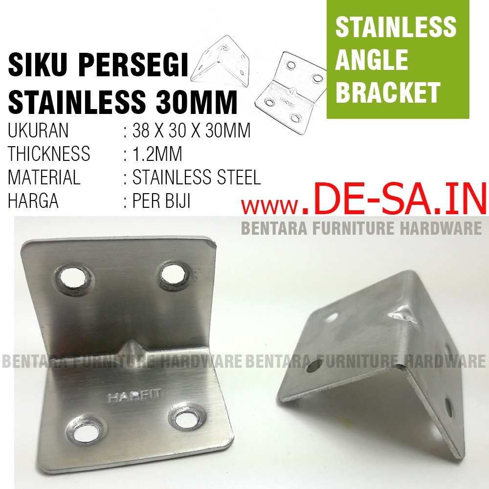 38MM SIKU L PERSEGI STAINLESS STEEL BRAKET SIKU 38 x 30 x 30MM ANGLE BRACKET