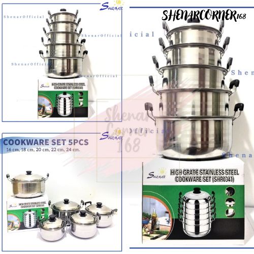 SHENAR PANCI 5 SET STAINLESS STEEL COOKWARE 5 SET / PANCI 5 SET MASAK ANTI LENGKET, SHENARCORNER168