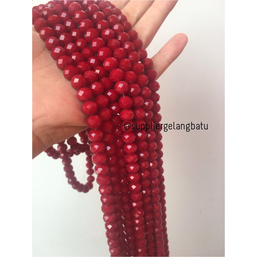 Crystal Ceko Doff 10mm MERAH MAROON beads manik donat rondelle grosir aksesoris fashion cewek wanita