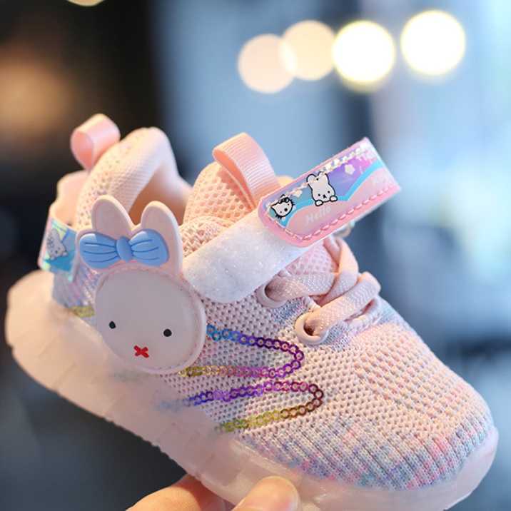 276 - NEW Sepatu kets olahraga anak motif kelinci dengan LED